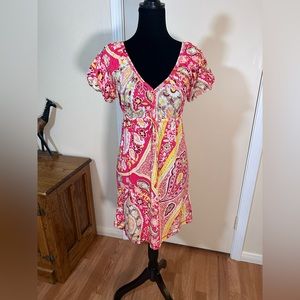 🥈Juicy Couture Henley Dress Size Petite Small Adjustable Waist Tie Paisley NWT